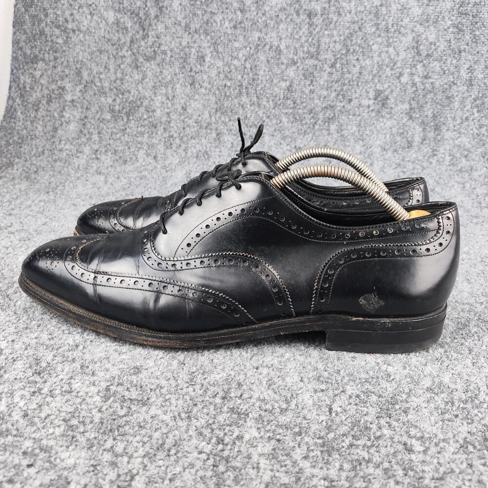 Johnston & Murphy Shoes Mens Size 11.5 Black Leather Wingtip Brogue Oxford Dress